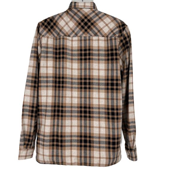 Boohoo Man Long Sleeve Checked Overshirt in Taupe Size Small - Picture 6 of 14